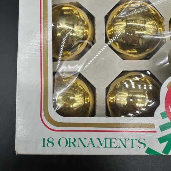 Vintage Christmas Ornaments Kmart Gold Glass Balls 18 Count Retro Decoration - Picture 3 of 10